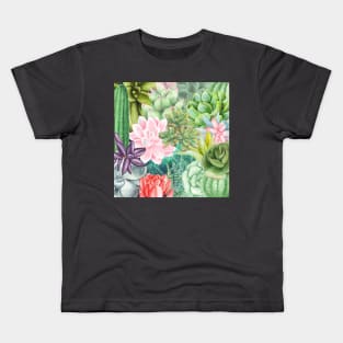 Succulent Garden - Watercolor Design Kids T-Shirt